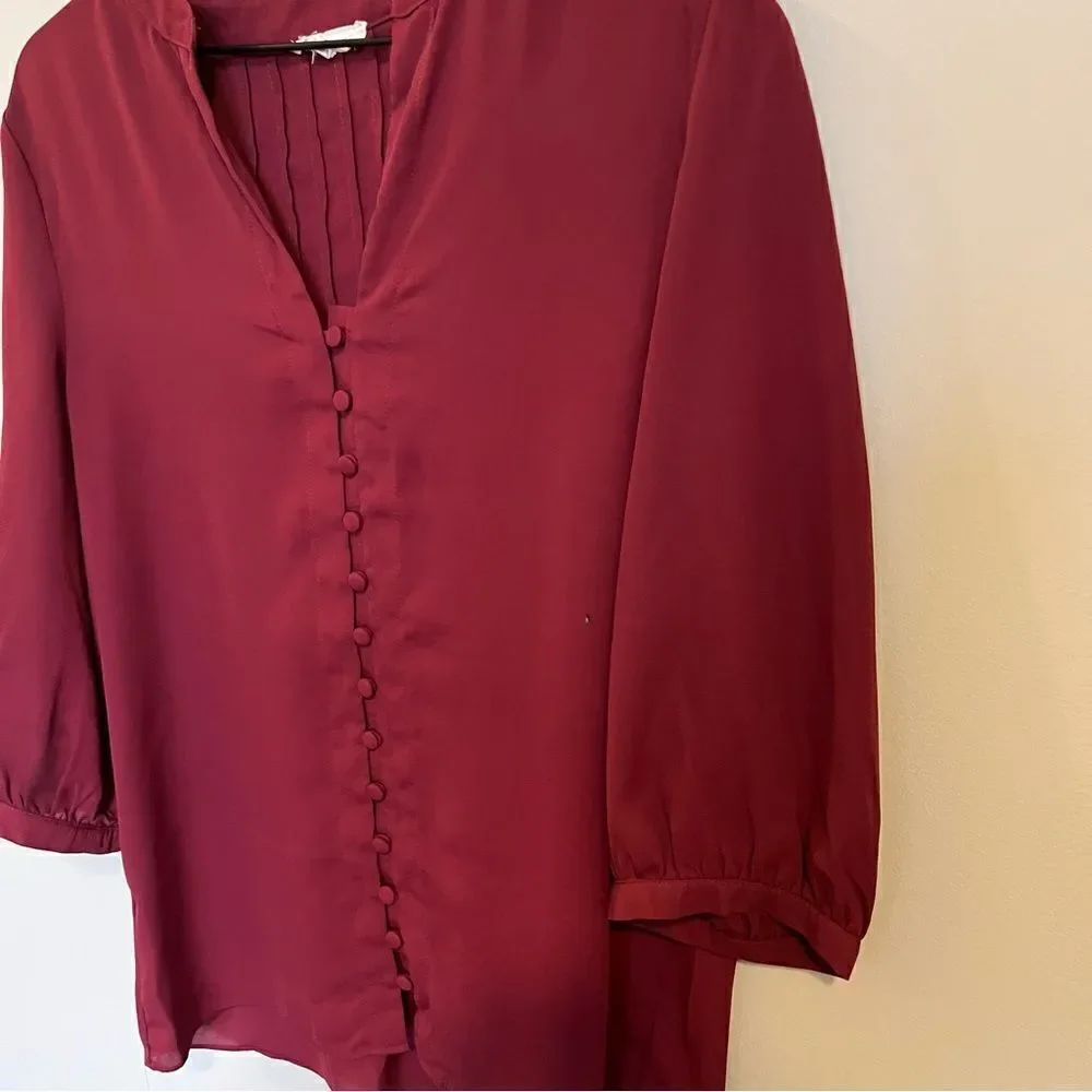 Everly Merlot button front blouse - Picture 3 of 10